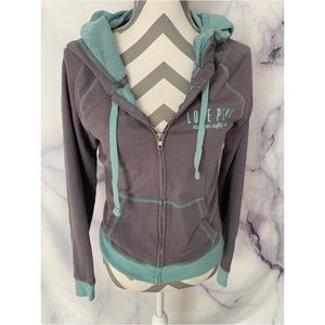 Victoria secret Pink zipup gray blue sweater